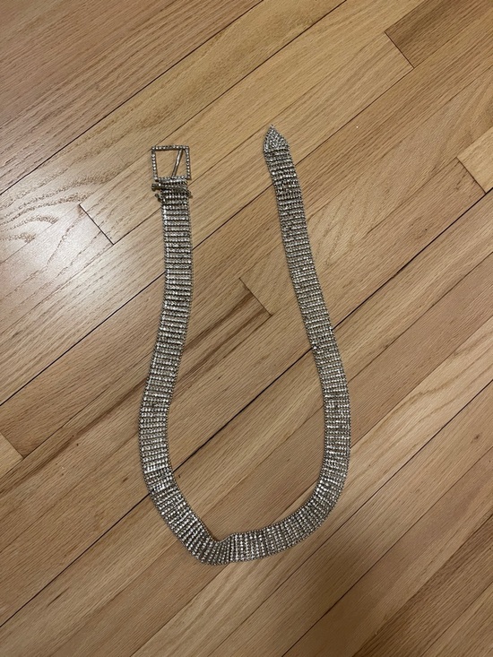 Free People Accessories - Rhinestone Chain Belt - Silver Sparkle Waist Accessory - Free people